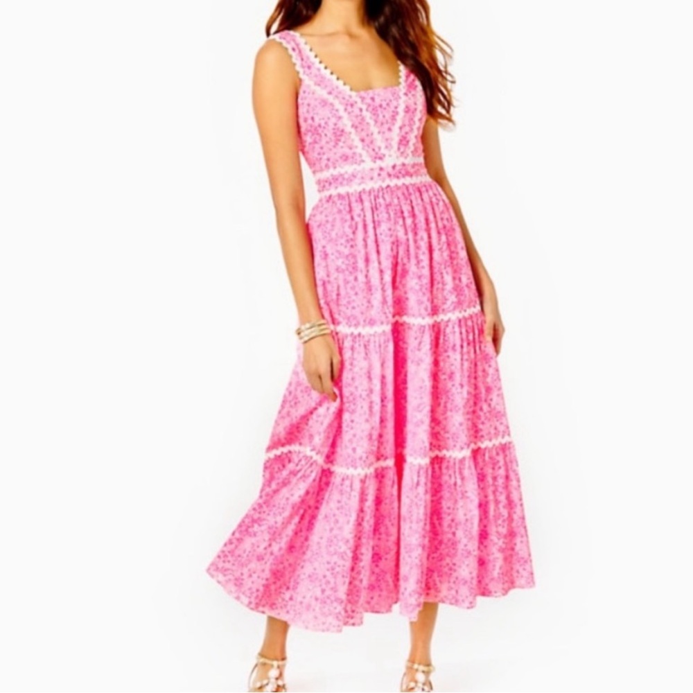 Lilly Pulitzer Pink Floral Tiered Sundress - Picture 14 of 15